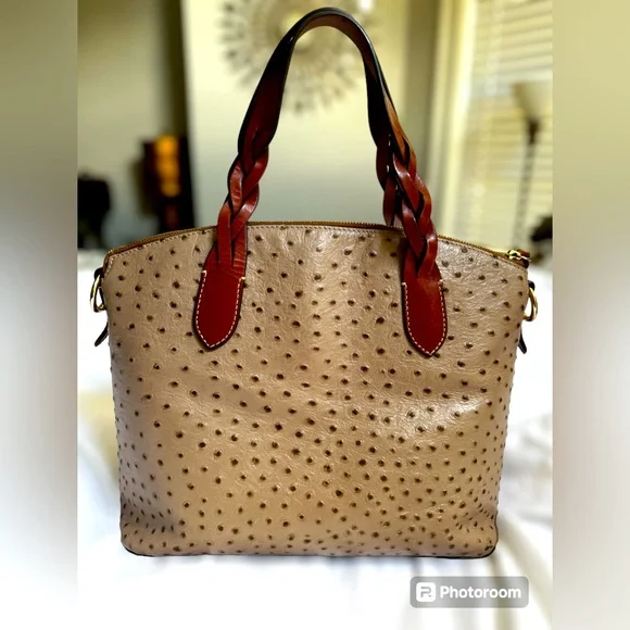 DOONEY & BOURKE| Ostrich Celeste Satchel| Light Taupe - Picture 4 of 13